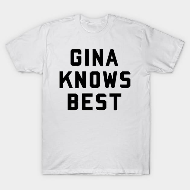 gina knows best black logo T-Shirt by disfor